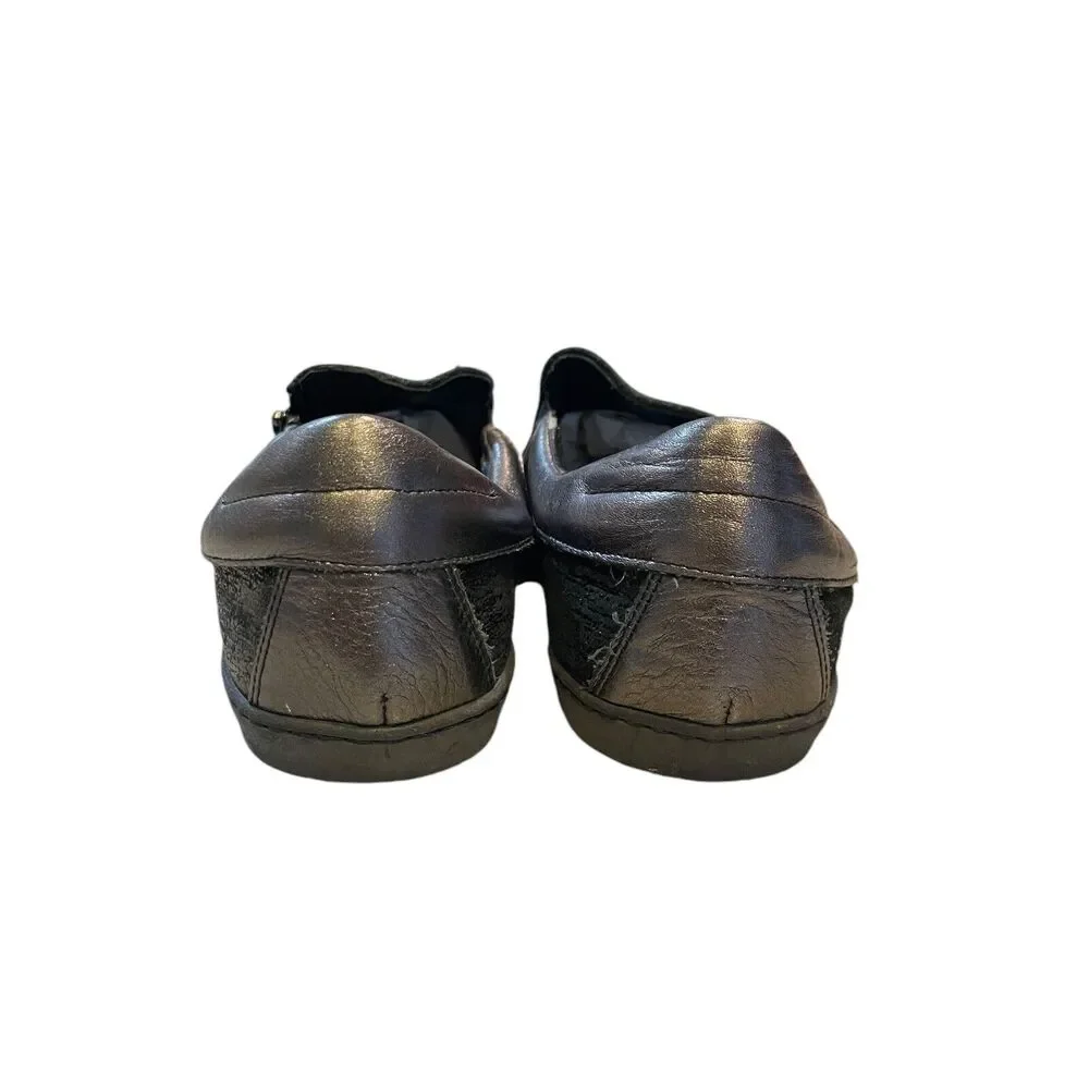 Sesto‎ Meucci Fiorin Black And Silver Slip On Sneaker Size 9 Retail $210